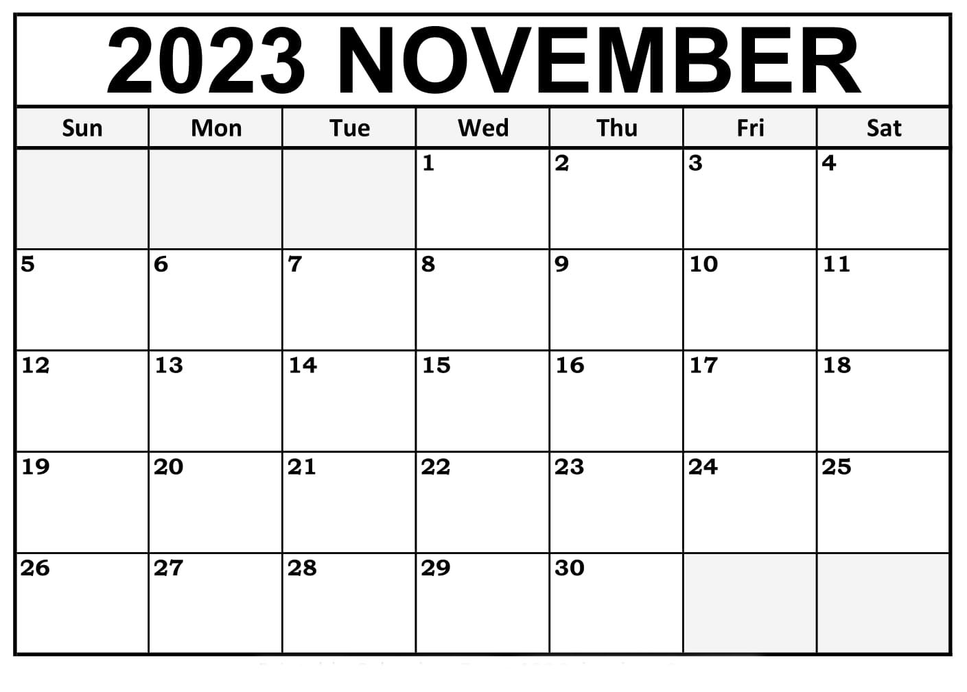 November 2023 printable calendar cable squats
