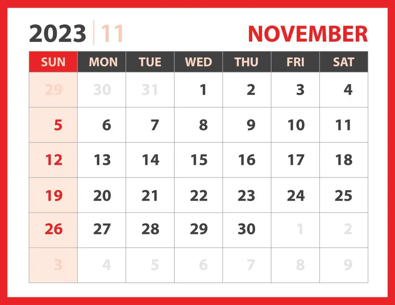 Cute November 2023 Printable Calendar Template