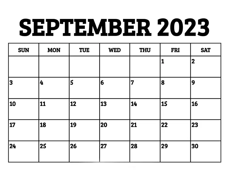 September 2023 Printable Calendar Template