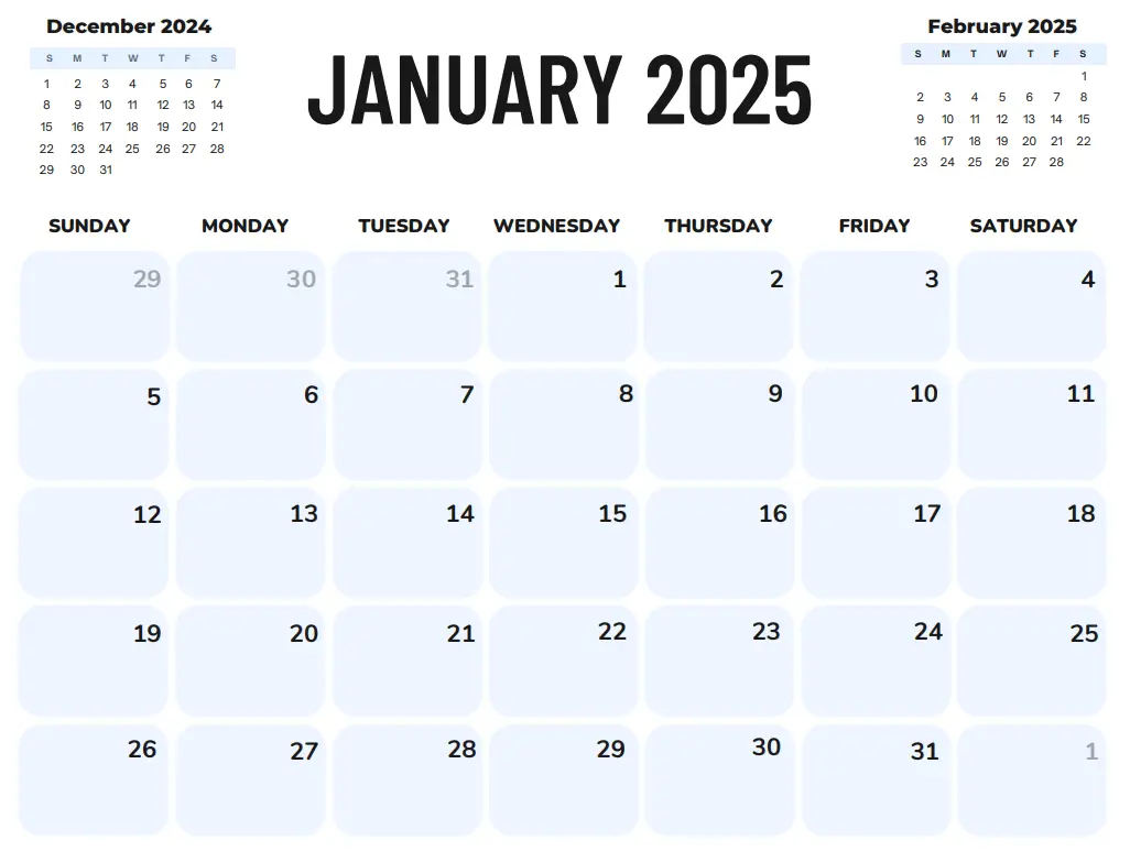 Printable January 2024 Calendar