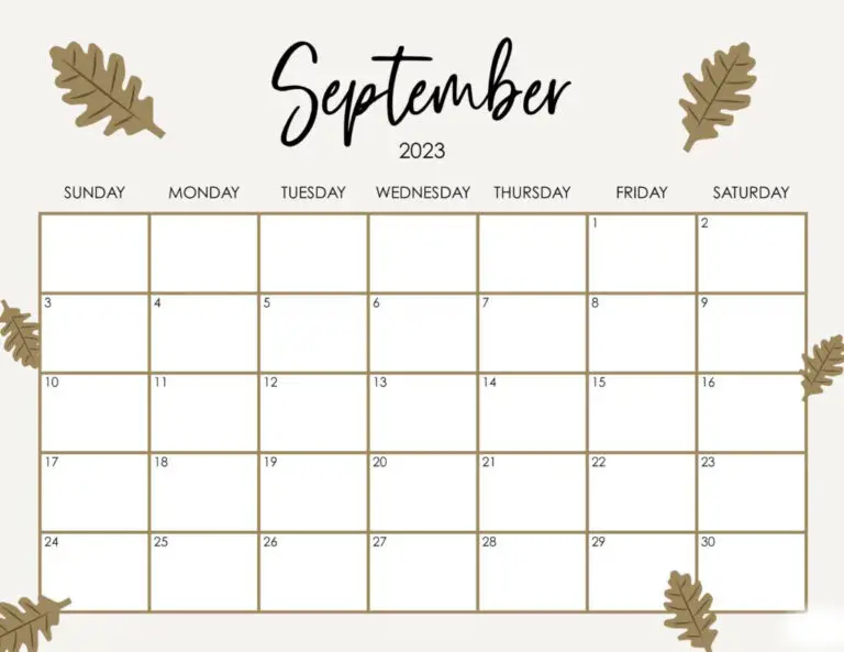 September 2023 Printable Calendar Cable Squats September 2023 Printable Calendar Cable Squats