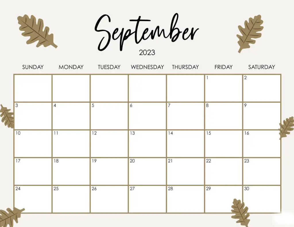 September 2023 Printable Calendar With Notes