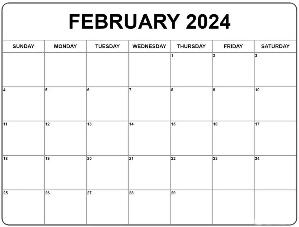 February 2024 Blank Calendar