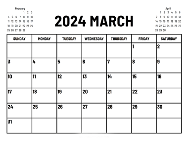 2024 March Calendar 