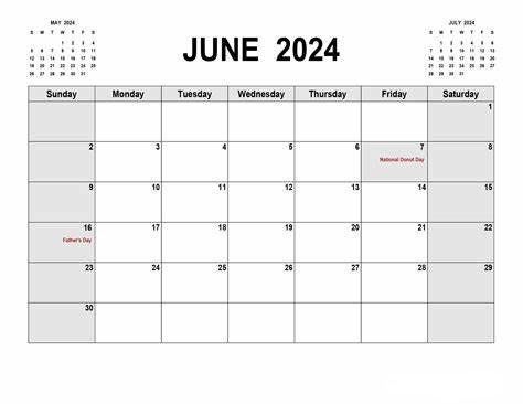 Free June 2024 Printable Customizable Calendar Template