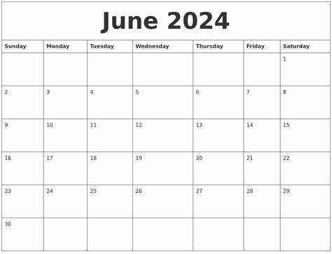 June 2024 Calendar Printable