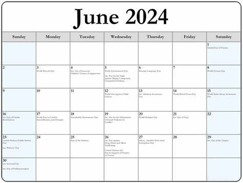 June 2024 Calendar with holidays